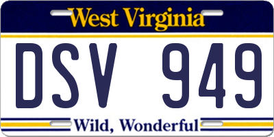 WV license plate DSV949