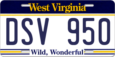 WV license plate DSV950