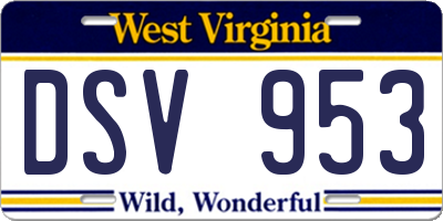 WV license plate DSV953