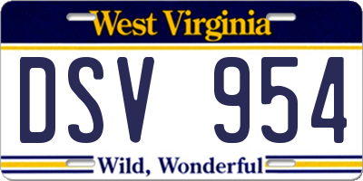 WV license plate DSV954