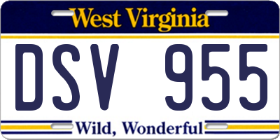 WV license plate DSV955