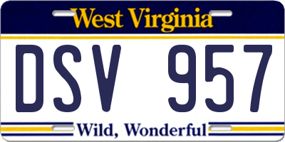 WV license plate DSV957