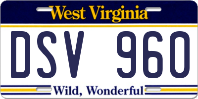 WV license plate DSV960