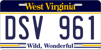 WV license plate DSV961