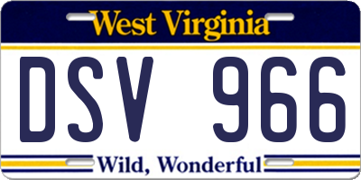 WV license plate DSV966