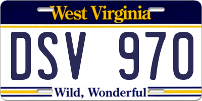 WV license plate DSV970