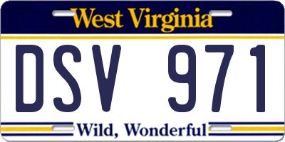 WV license plate DSV971