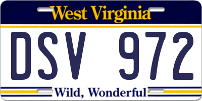 WV license plate DSV972