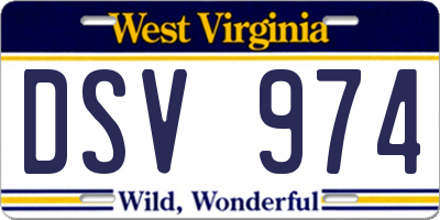 WV license plate DSV974