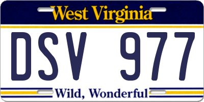 WV license plate DSV977