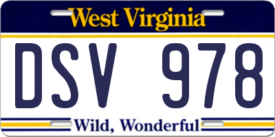 WV license plate DSV978