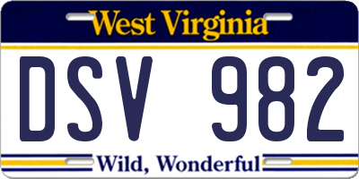 WV license plate DSV982