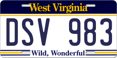 WV license plate DSV983