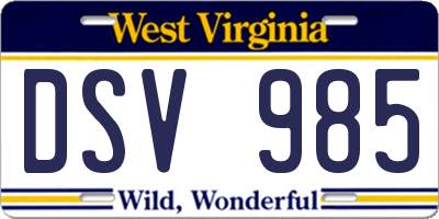 WV license plate DSV985