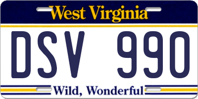 WV license plate DSV990