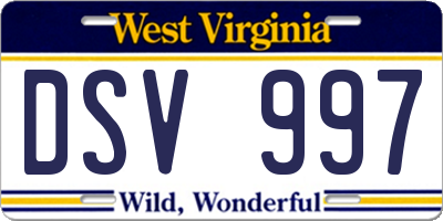 WV license plate DSV997