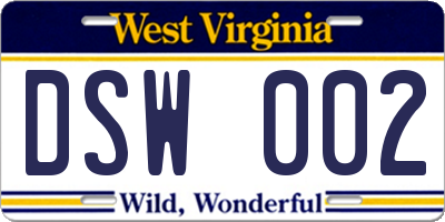 WV license plate DSW002