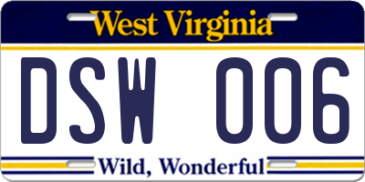 WV license plate DSW006