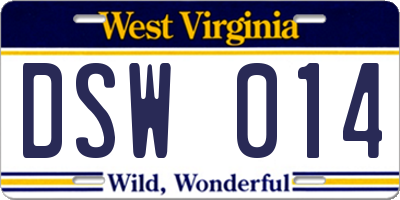 WV license plate DSW014