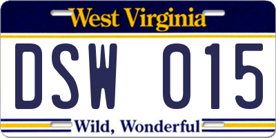 WV license plate DSW015
