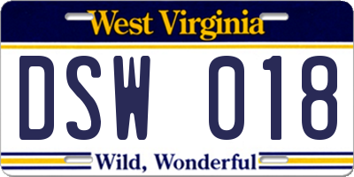 WV license plate DSW018