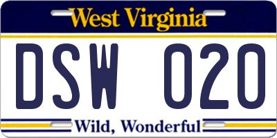 WV license plate DSW020