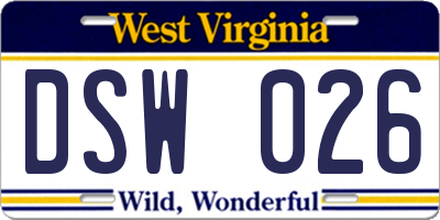 WV license plate DSW026