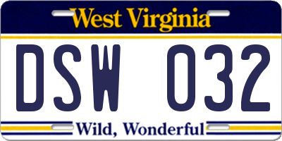 WV license plate DSW032
