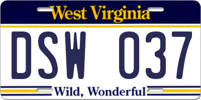 WV license plate DSW037