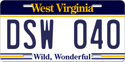WV license plate DSW040