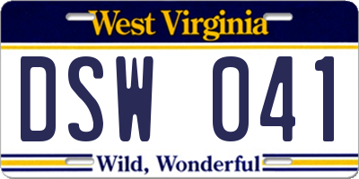 WV license plate DSW041