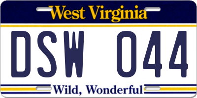 WV license plate DSW044