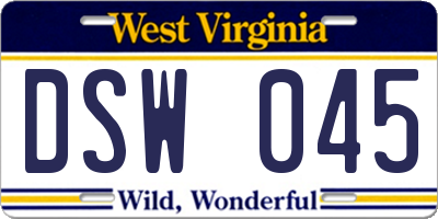 WV license plate DSW045