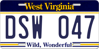 WV license plate DSW047