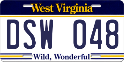 WV license plate DSW048