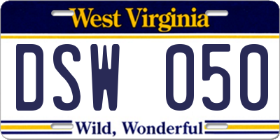 WV license plate DSW050