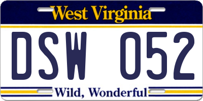 WV license plate DSW052