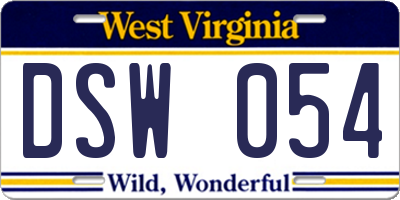 WV license plate DSW054