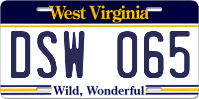 WV license plate DSW065