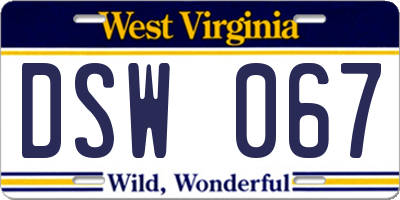 WV license plate DSW067