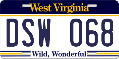 WV license plate DSW068