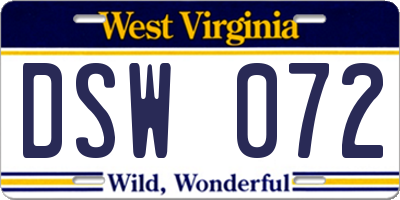 WV license plate DSW072