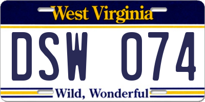 WV license plate DSW074