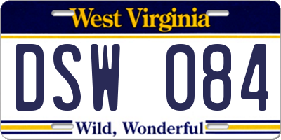 WV license plate DSW084
