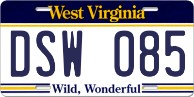 WV license plate DSW085