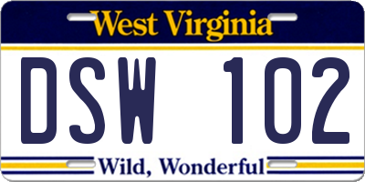 WV license plate DSW102