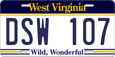 WV license plate DSW107