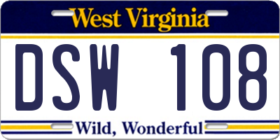 WV license plate DSW108