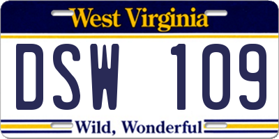 WV license plate DSW109