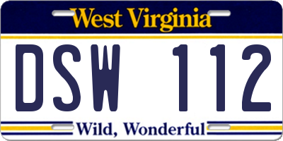 WV license plate DSW112